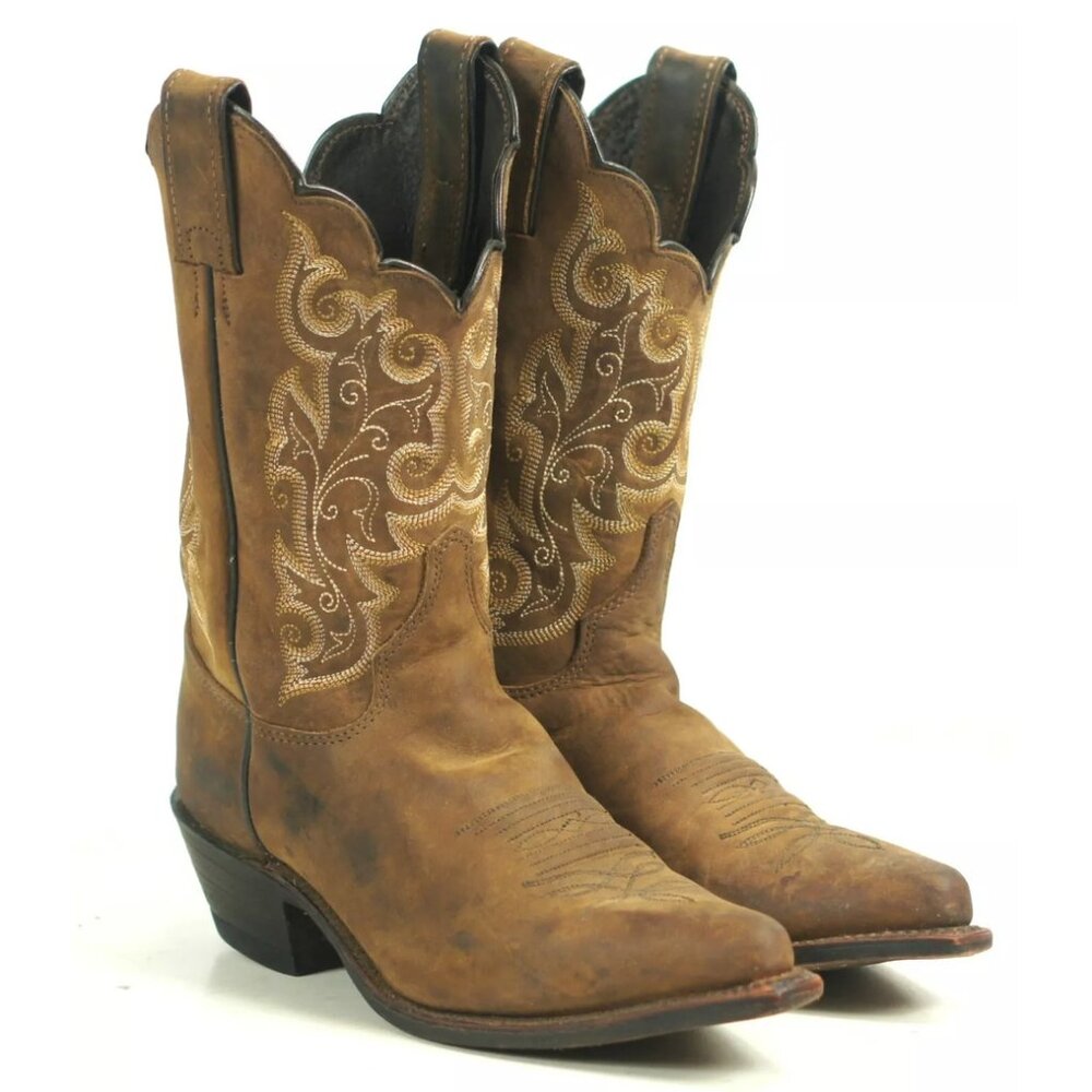 Justin Brown Leather Cowboy Western Shorty Boots USA Handcrafted Women's 6.5 B